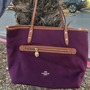 COACH Sawyer Canvas Tote - Plum